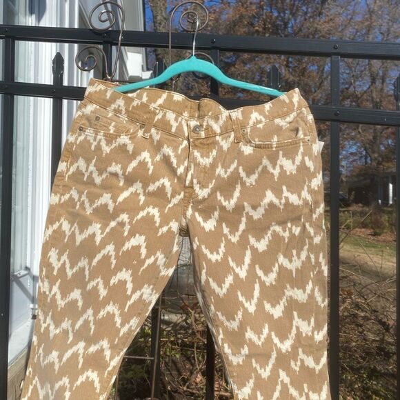 7 For All Mankind Toffee Ikat Cropped Skinny Jeans NWT - Picture 6 of 11